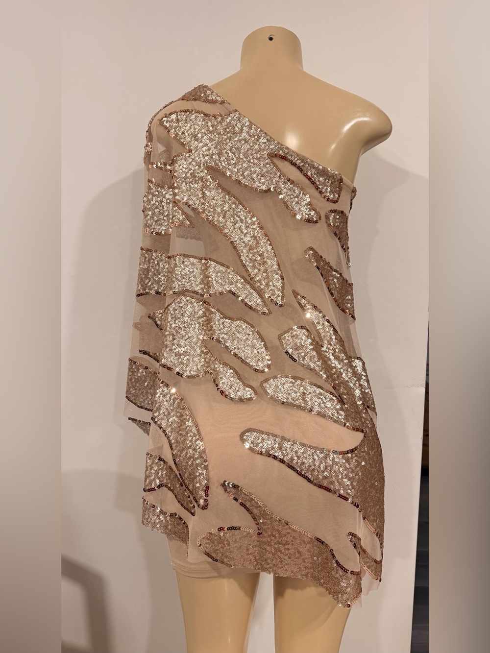 Bebe Corsican Nights Moore Asymmetrical Sequin Flame Dress Y2K - Picture 3 of 10